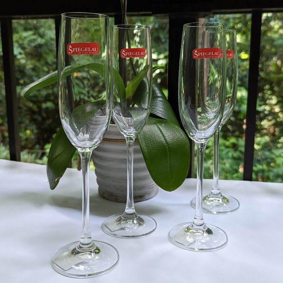 SPIEGELAU Salute Crystal Champagne Wine Glasses Set of 4 - Picture 4 of 10